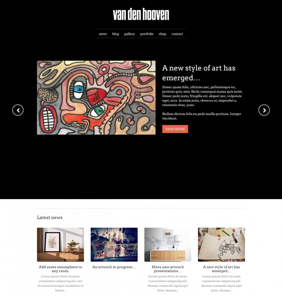 van den hooven art online exhibition gallery shop ecommerce website abstract surreal picasso web design web master